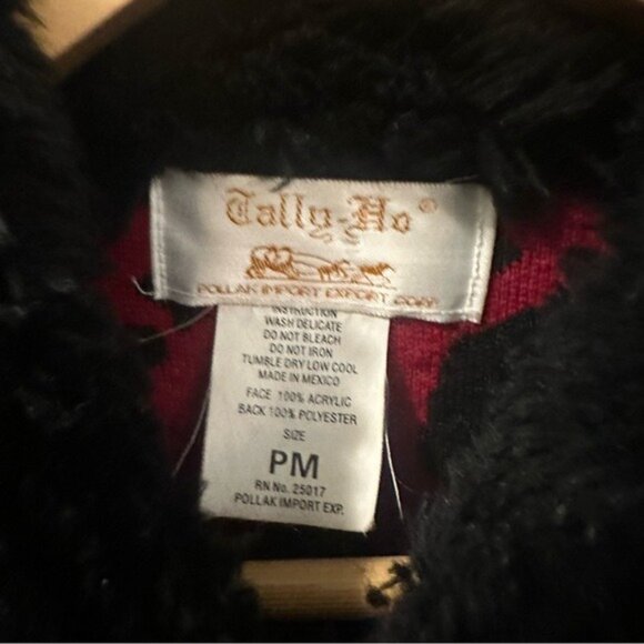 90s Tally-Ho Red Black Cow Print Vest Faux Fur Collar Y2K Retro Medium Petite - Picture 6 of 10